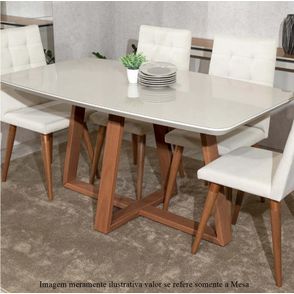 Mesa Bennett Tampo Vidro Cor Off White Gloss Base Natural 180cm - 70475