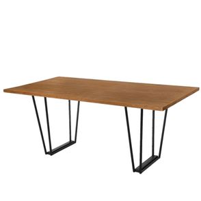Mesa de Jantar Millor Tampo Mel com Base Preta de Aco 140cm - 70472
