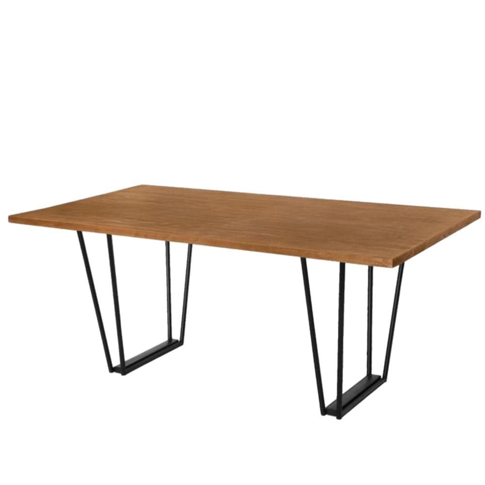 Mesa-de-Jantar-MillorTampo-Mel-com-Base-Preta-de-Aco-140cm---70472