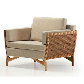 Poltrona Cutiê Assento Algodão Corda Fita Estrutura Madeira Cedro 85cm - 70555