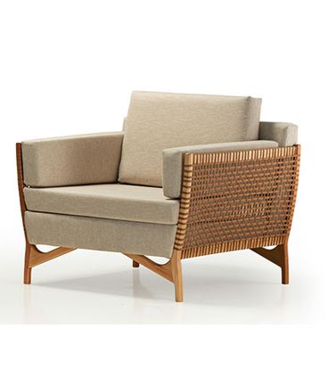 Poltrona Cutiê Assento Algodão Corda Fita Estrutura Madeira Cedro 85cm - 70555