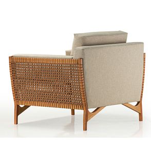Poltrona Cutiê Assento Algodão Corda Fita Estrutura Madeira Cedro 85cm - 70555