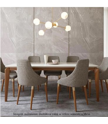 Mesa Lauren Tampo Off White Fosco Base Natural 210cm  - 70558