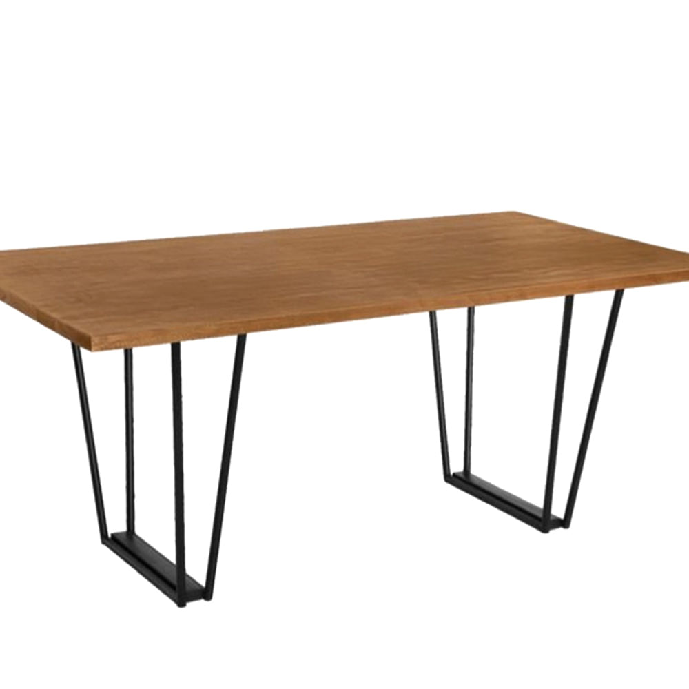 Mesa-de-Jantar-MillorTampo-Mel-com-Base-Preta-de-Aco-180cm---70562