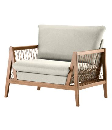 Poltrona Pleno Estofada Corda Chata Madeira Cedro 85cm - 70574