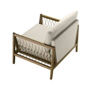 Poltrona Pleno Estofada Corda Chata Madeira Cedro 85cm - 70574
