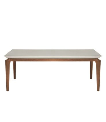 Mesa Lauren Tampo Vidro Off White Gloss Base Natural 210cm  - 70560
