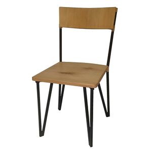 Cadeira Luxor Encosto e Assento Madeira e Base de Aco Preta 44 cm de largura - 70589