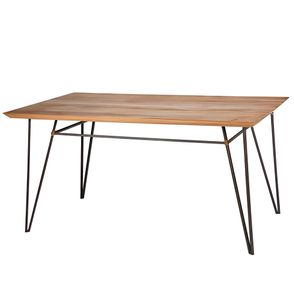 Mesa de Jantar Luxor em Madeira Mel com Base de Aco Preta 180 cm de largura - 70597
