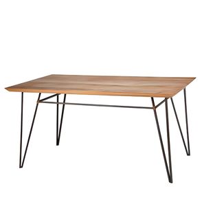 Mesa de Jantar Luxor em Madeira Mel com Base de Aco Preta 210 cm de largura - 70612