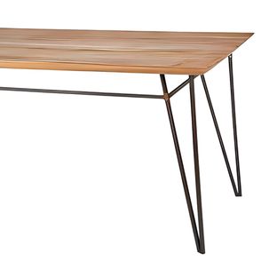 Mesa de Jantar Luxor em Madeira Mel com Base de Aco Preta 210 cm de largura - 70612