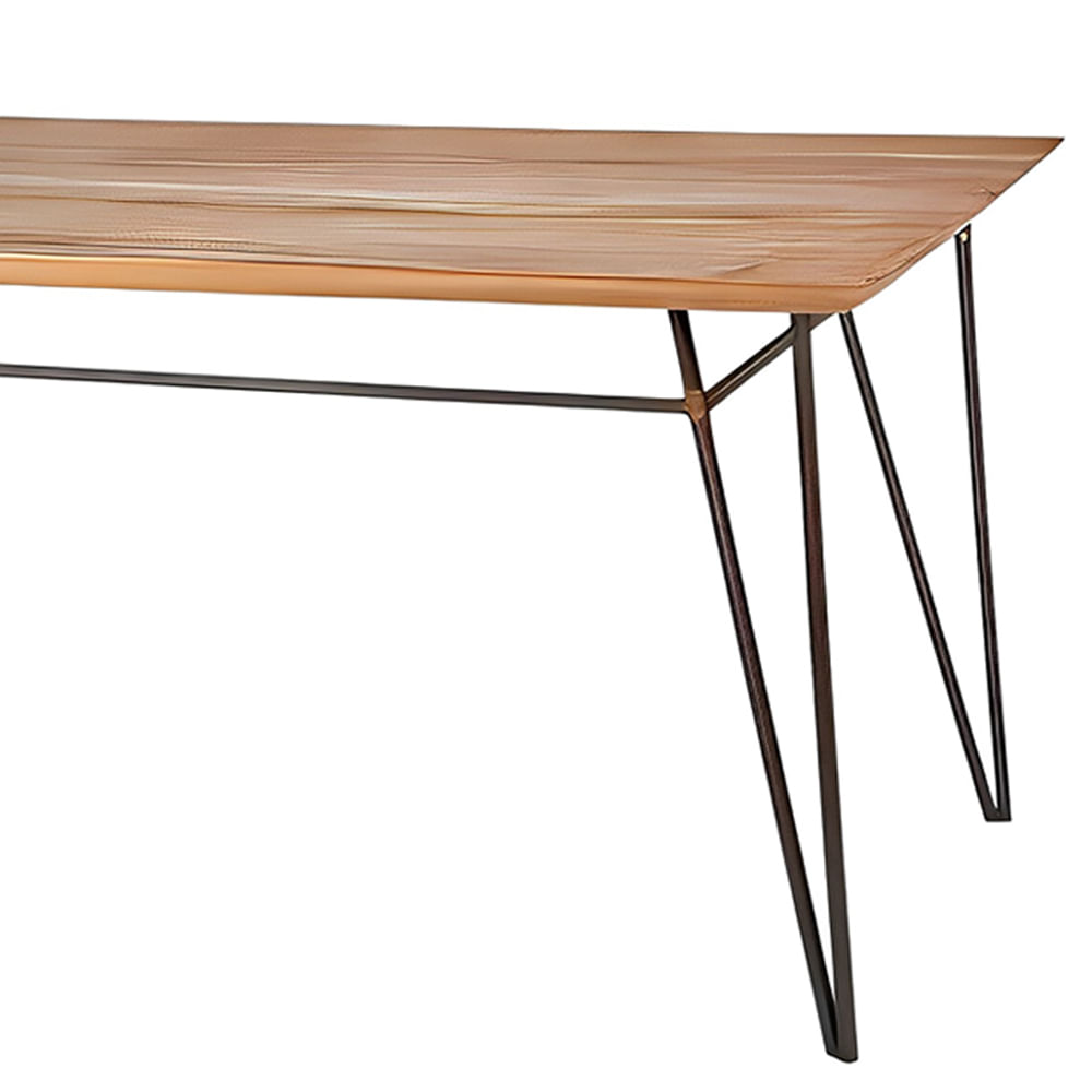 Mesa-de-Jantar-Luxor-em-Madeira-Mel-com-Base-de-Aco-Preta-210-cm-de-largura---70612