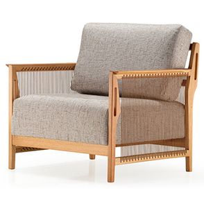 Poltrona Los Estofada Corda Redonda Canela Madeira Cedro 80cm - 70652