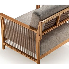 Poltrona Los Estofada Corda Redonda Canela Madeira Cedro 80cm - 70652
