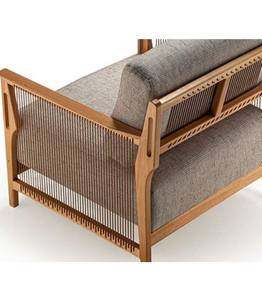 Poltrona Los Estofada Corda Redonda Canela Madeira Cedro 80cm - 70652