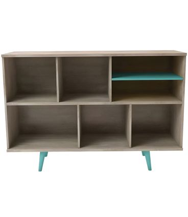 Balcao Unique 3 Portas cor Alamo Natural com Azul 135 cm - 33411