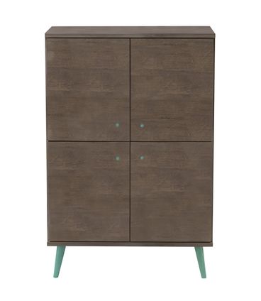 Estante Unique 4 Portas cor Roble Imperial com Pes Azuis 83 cm - 33425