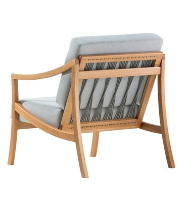 Poltrona Navi Estofada com Braço Corda Prata Madeira Cedro 82cm - 70745