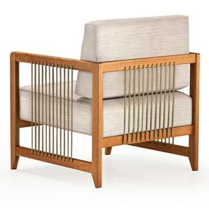 Poltrona Lene Estofada com Braço Corda Rami Madeira Cedro 82cm - 70746