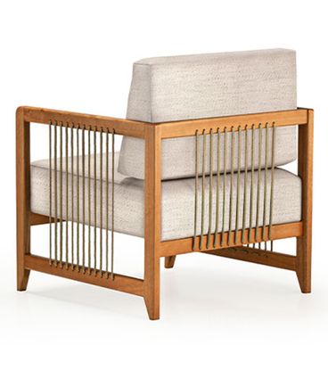 Poltrona Lene Estofada com Braço Corda Rami Madeira Cedro 82cm - 70746