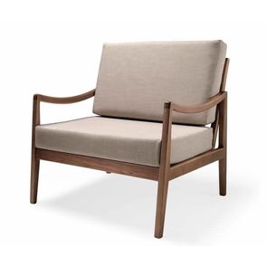Poltrona Évora Estofada Corda Canela Madeira Amêndoa 82cm - 70752