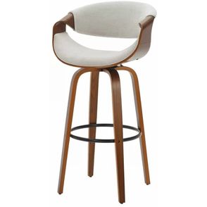 Banqueta Munique Assento Tecido Cinza Base Madeira 105 cm - 70795