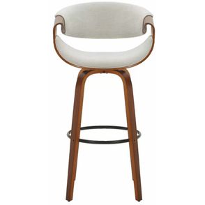 Banqueta Munique Assento Tecido Cinza Base Madeira 105 cm - 70795