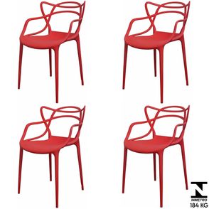 Kit 4 Cadeiras Aviv em Polipropileno Vermelho - 70863