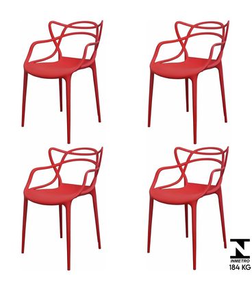 Kit 4 Cadeiras Aviv em Polipropileno Vermelho - 70863