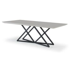 Mesa Jantar Ora Vidro Off White Base Preto Fosco 220cm - 70909