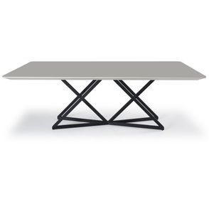 Mesa Jantar Ora Vidro Off White Base Preto Fosco 220cm - 70909