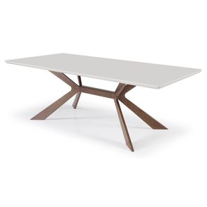 Mesa Jantar Libelle Vidro Branco Base Capuccino 160cm - 70931