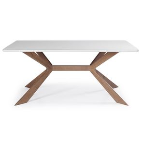 Mesa Jantar Libelle Vidro Branco Base Capuccino 160cm - 70931