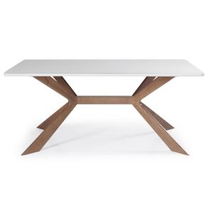 Mesa Jantar Libelle Vidro Branco Base Capuccino 180cm - 70932
