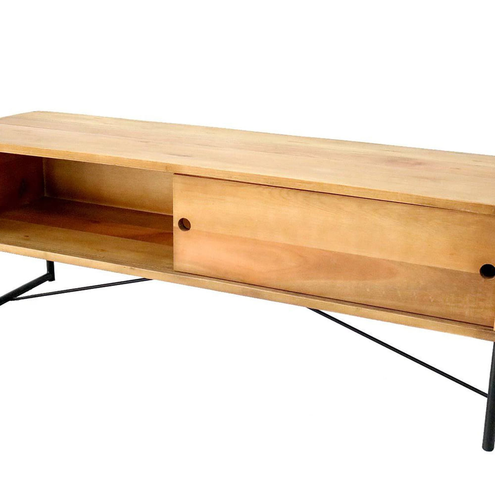 Rack-Sollo-em-Madeira-Mel-com-Base-de-Aco-Preta-140-cm-de-largura---70943