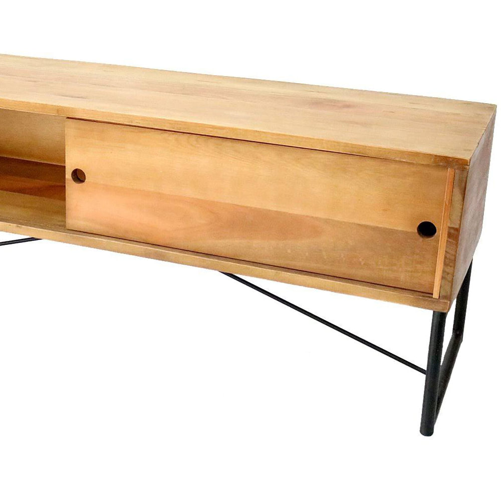 Rack-Sollo-em-Madeira-Mel-com-Base-de-Aco-Preta-140-cm-de-largura---70943