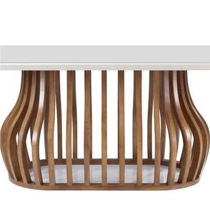 Mesa Jantar Heos Vidro Off White Base Imbuia 220cm - 70976