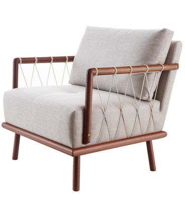 Poltrona Jangada Tecido Cru Corda Off White Base Amendoa 83cm - 55238