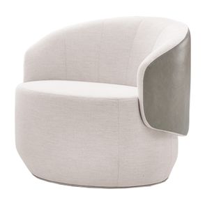Poltrona Ananda Giratoria Bege Claro Acabamento Courino Cinza  75cm - 61784