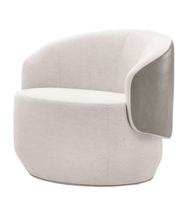 Poltrona Ananda Giratoria Bege Claro Acabamento Courino Cinza  75cm - 61784