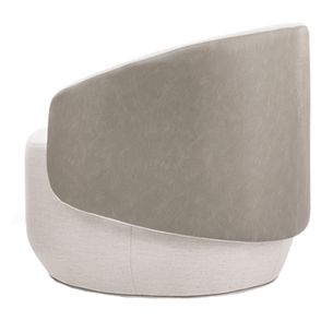 Poltrona Ananda Giratoria Bege Claro Acabamento Courino Cinza  75cm - 61784