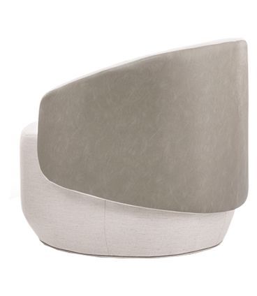 Poltrona Ananda Giratoria Bege Claro Acabamento Courino Cinza  75cm - 61784