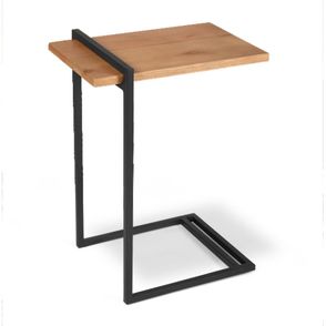 Mesa Apoio Denver Tampo Mel Base Preta 68cm - 62507