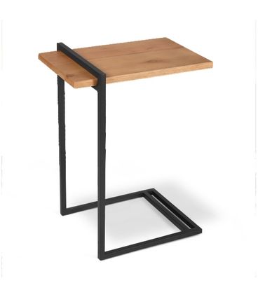 Mesa Apoio Denver Tampo Mel Base Preta 68cm - 62507