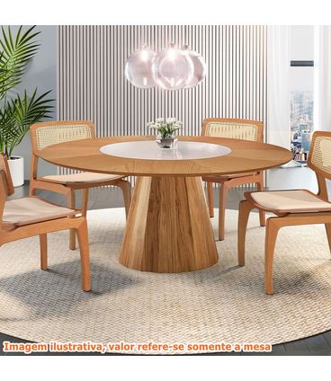 Mesa Akira Tampo Cinamomo Vidro Central Off White 160cm - 66702