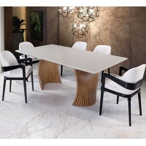 Mesa Jantar Scar Vidro Off White Base Tauari 250cm - 71041