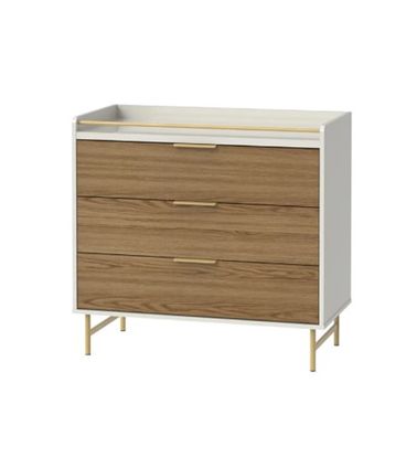 Cômoda Yves 3 Gavetas Cor Freijo Com Off White Pés Dourado 90cm - 71097