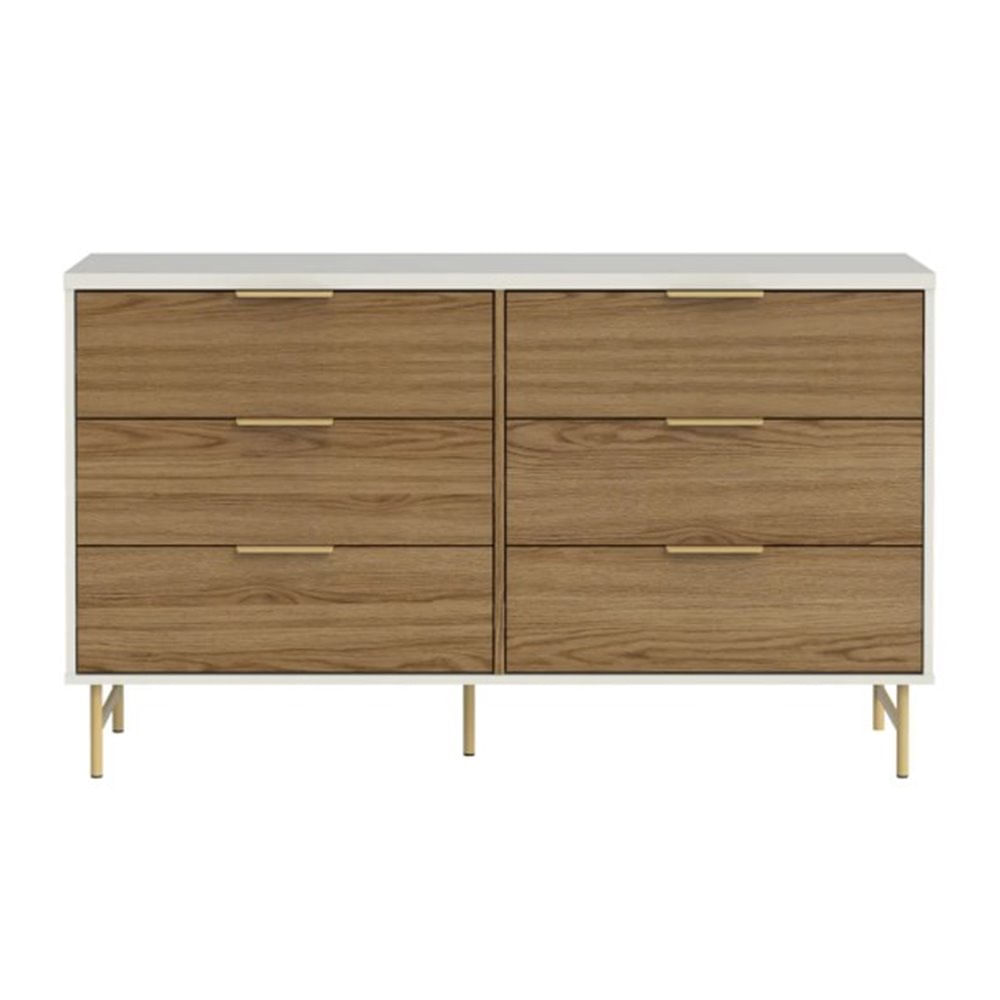 Comoda-Yves-6-Gavetas-Cor-Freijo-Com-Off-White-Pes-Dourado-135cm---71103