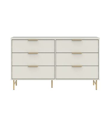 Cômoda Yves 6 Gavetas Cor Off White Com Dourado 135cm - 71107