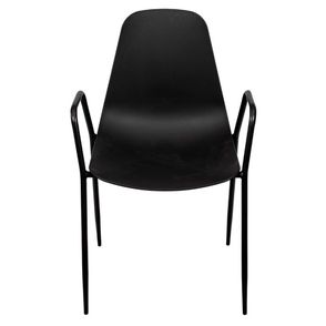 Cadeira Ancara com Braco Assento em Polipropileno Preta e Base Metal - 71472